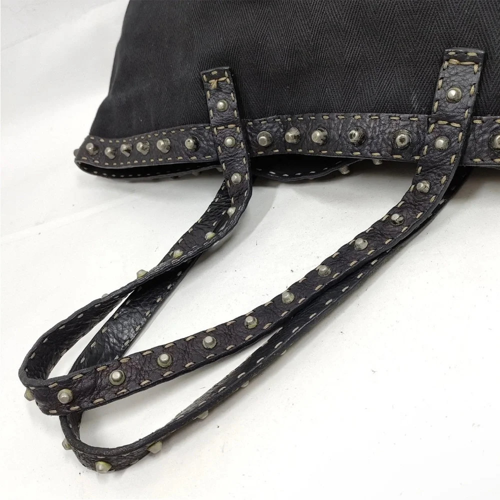 Fendi Selleria Black Studded Tote Bag